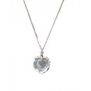 Heart-Shaped Crystal Pendant Necklace with Silver Chain